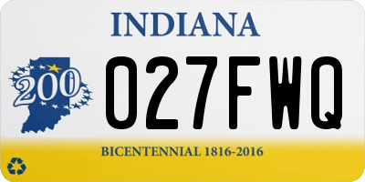 IN license plate 027FWQ