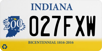 IN license plate 027FXW