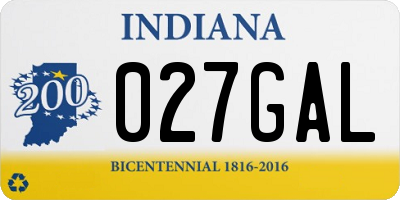 IN license plate 027GAL