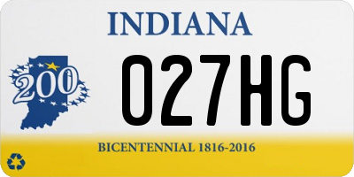 IN license plate 027HG