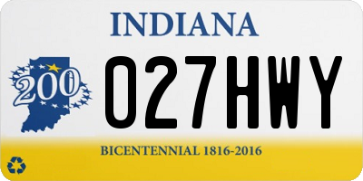 IN license plate 027HWY