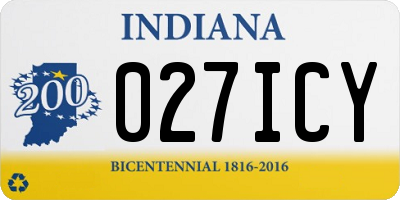 IN license plate 027ICY