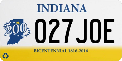 IN license plate 027JOE