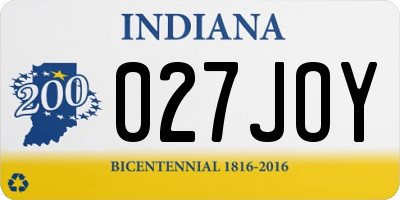 IN license plate 027JOY