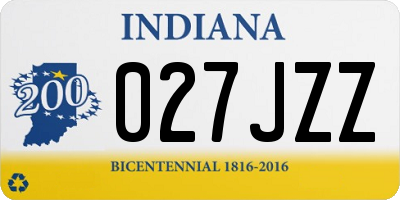 IN license plate 027JZZ