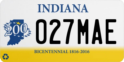 IN license plate 027MAE