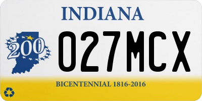 IN license plate 027MCX