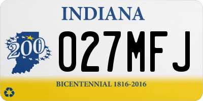 IN license plate 027MFJ