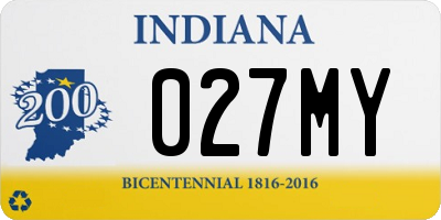 IN license plate 027MY