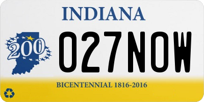 IN license plate 027NOW