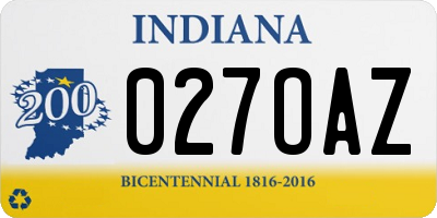 IN license plate 027OAZ