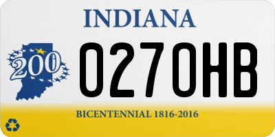 IN license plate 027OHB