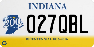IN license plate 027QBL
