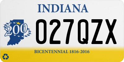 IN license plate 027QZX