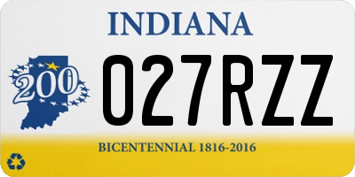 IN license plate 027RZZ