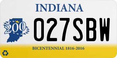 IN license plate 027SBW