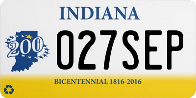 IN license plate 027SEP