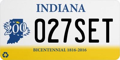 IN license plate 027SET