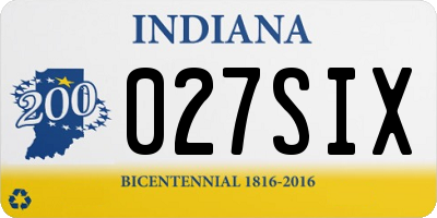 IN license plate 027SIX