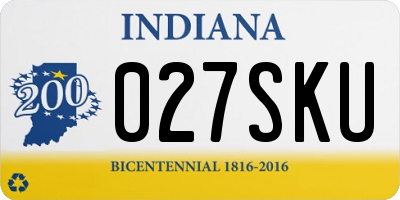 IN license plate 027SKU