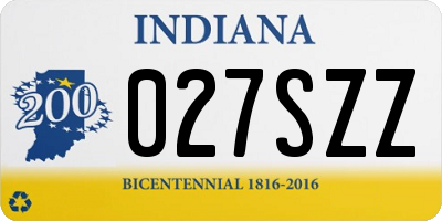 IN license plate 027SZZ