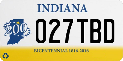 IN license plate 027TBD