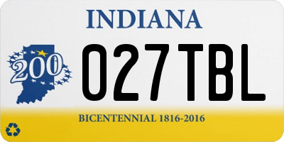 IN license plate 027TBL