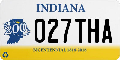 IN license plate 027THA