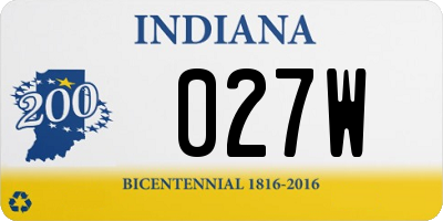 IN license plate 027W