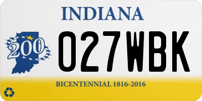 IN license plate 027WBK