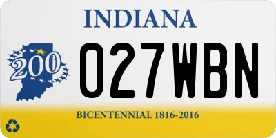 IN license plate 027WBN