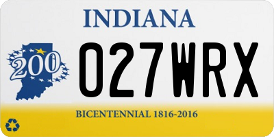 IN license plate 027WRX