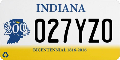 IN license plate 027YZO