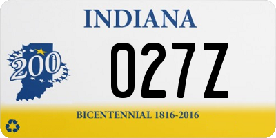 IN license plate 027Z