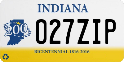 IN license plate 027ZIP