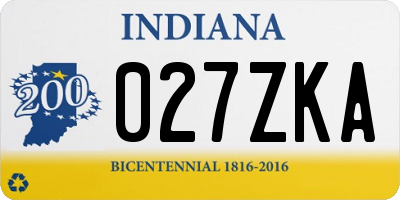 IN license plate 027ZKA