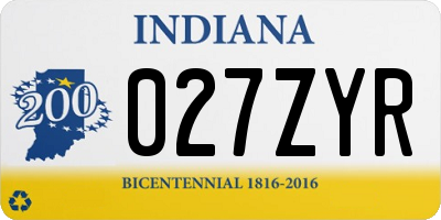 IN license plate 027ZYR