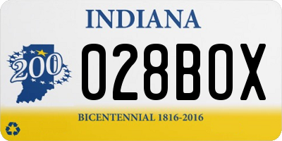 IN license plate 028BOX