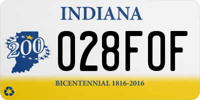 IN license plate 028FOF