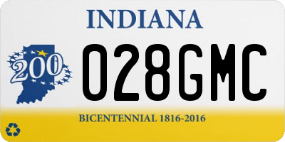 IN license plate 028GMC