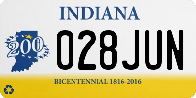 IN license plate 028JUN