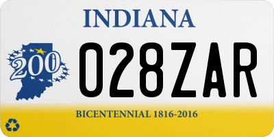 IN license plate 028ZAR