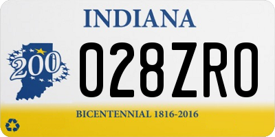 IN license plate 028ZRO