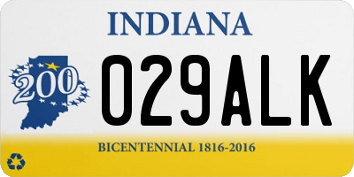 IN license plate 029ALK