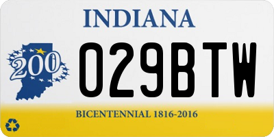 IN license plate 029BTW