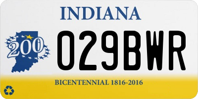 IN license plate 029BWR