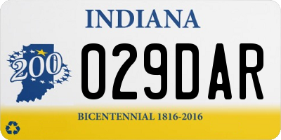 IN license plate 029DAR