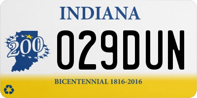 IN license plate 029DUN
