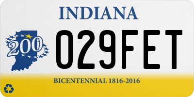 IN license plate 029FET