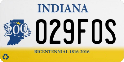IN license plate 029FOS